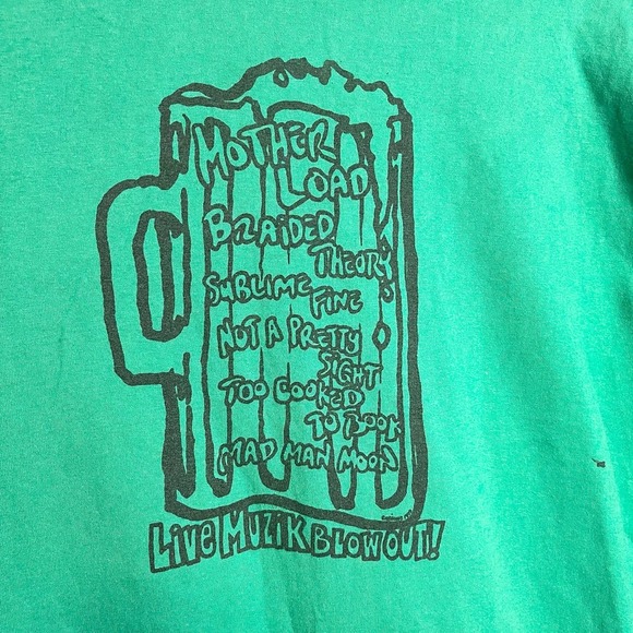 1993 Vintage Mother Load Live Muzik Blowout Green Graphic T-Shirt Size XL - Picture 10 of 13